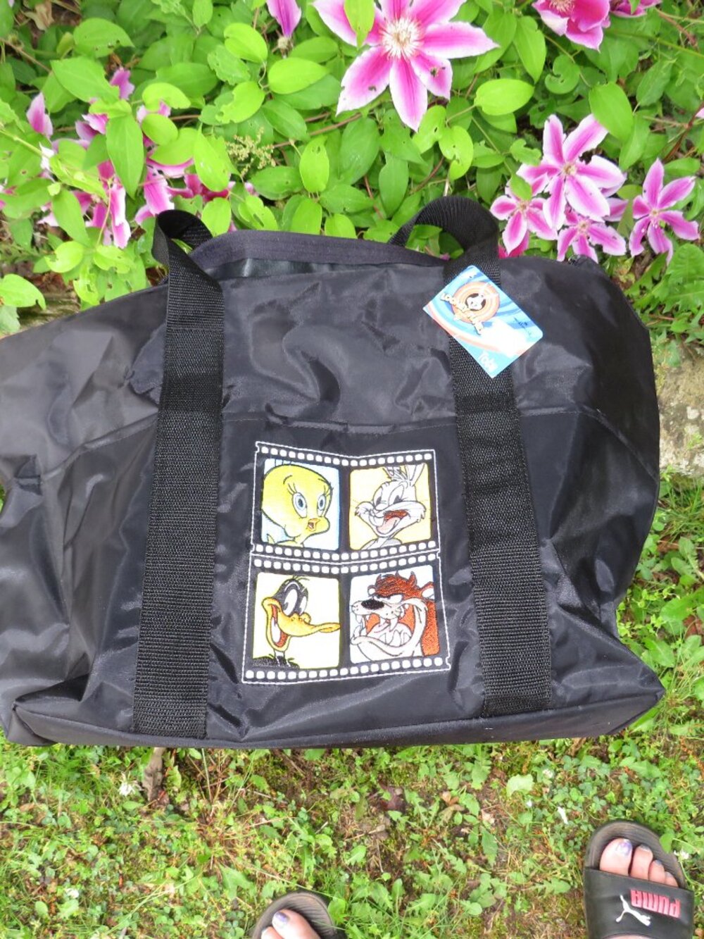 Vintage Looney Tunes Hallmark Duffel Bag – Tweety, Bugs, Daffy & Taz Filmstrip